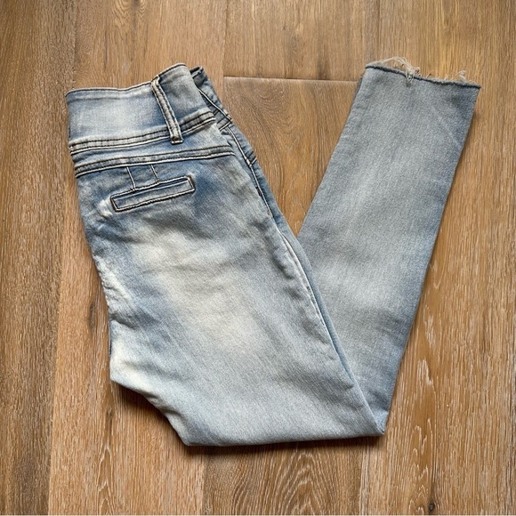 Revamped Denim Jeans High Waist Cropped Hem Skinny Straight - Size 11 - Picture 8 of 12